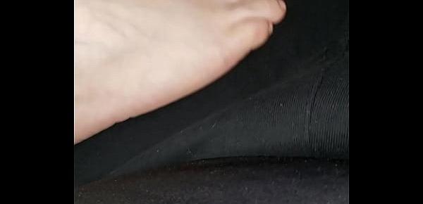  My girlfriend Rubbing my crotch with her feet